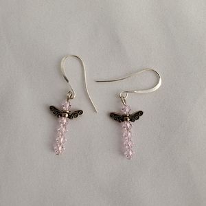 Pink Dragonfly Swarovski Earrings NEW